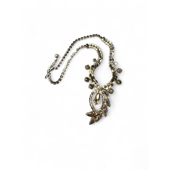 Vintage Aurora Borealis Crystal Necklace Clip on Earrings Set Gold Tone - Picture 3 of 7